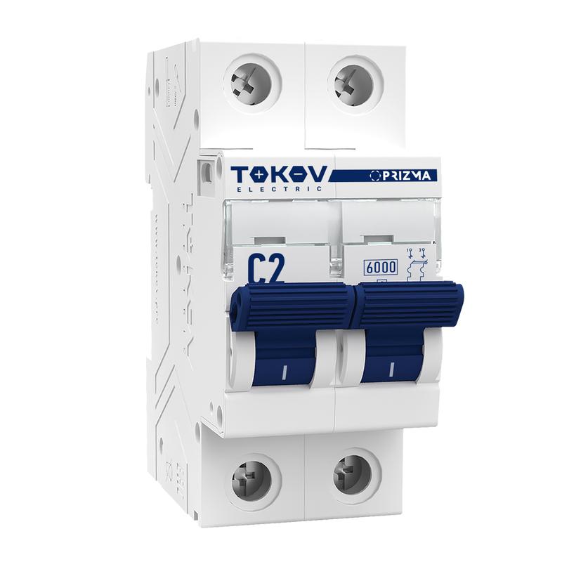 Выключатель автоматический модульный 2п C 2А 6кА PRIZMA TOKOV ELECTRIC TKE-PZ60-MCBI-2-2-C