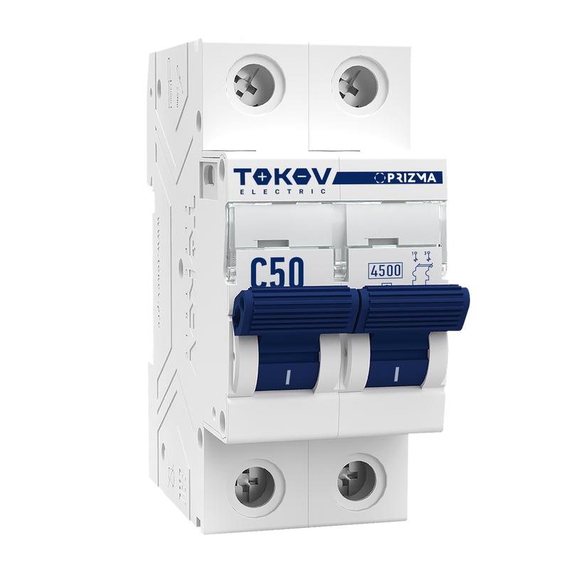 Выключатель автоматический модульный 2п C 50А 4.5кА PRIZMA TOKOV ELECTRIC TKE-PZ45-MCBI-2-50-C