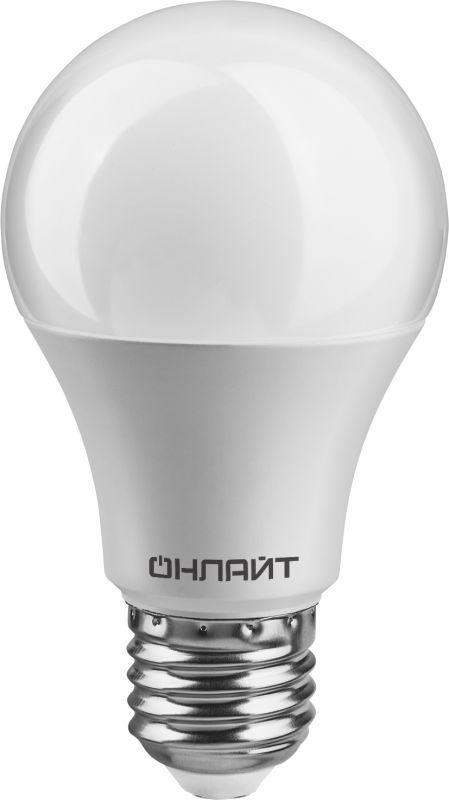 Лампа светодиодная 61 140 OLL-A60-10-230-6.5K-E27 10Вт грушевидная 6500К холод. бел. E27 1000лм 176-264В ОНЛАЙТ 61140
