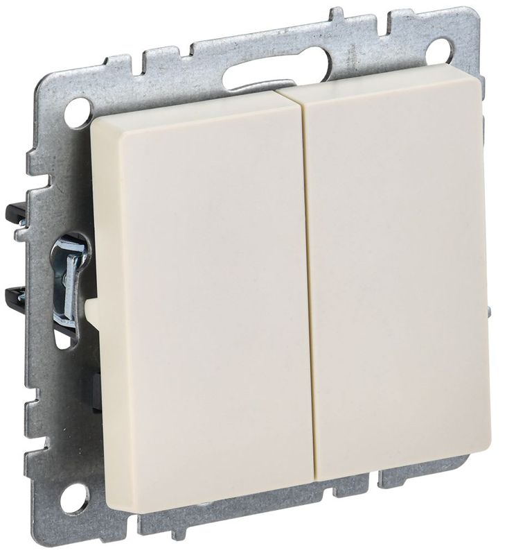 Выключатель проходной 2-кл. СП BRITE ВС10-2-6-БрКр 10А механизм беж. IEK BR-V22-0-10-K10