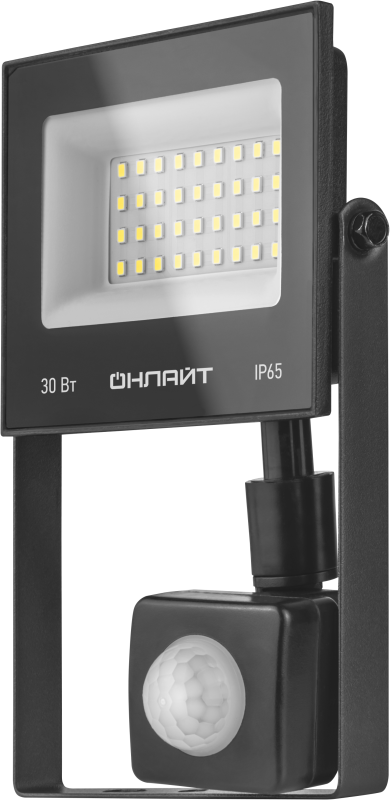 Прожектор светодиодный 90 686 OFL-02-30-6.5K-BL-IP65-LED 30Вт 6500К IP65 2400лм с датчиком движения черн. ОНЛАЙТ 90686