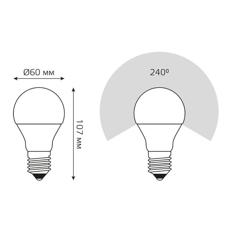 Лампа светодиодная Black 7Вт A60 грушевидная 4100К нейтр. бел. E27 710лм GAUSS 102502207
