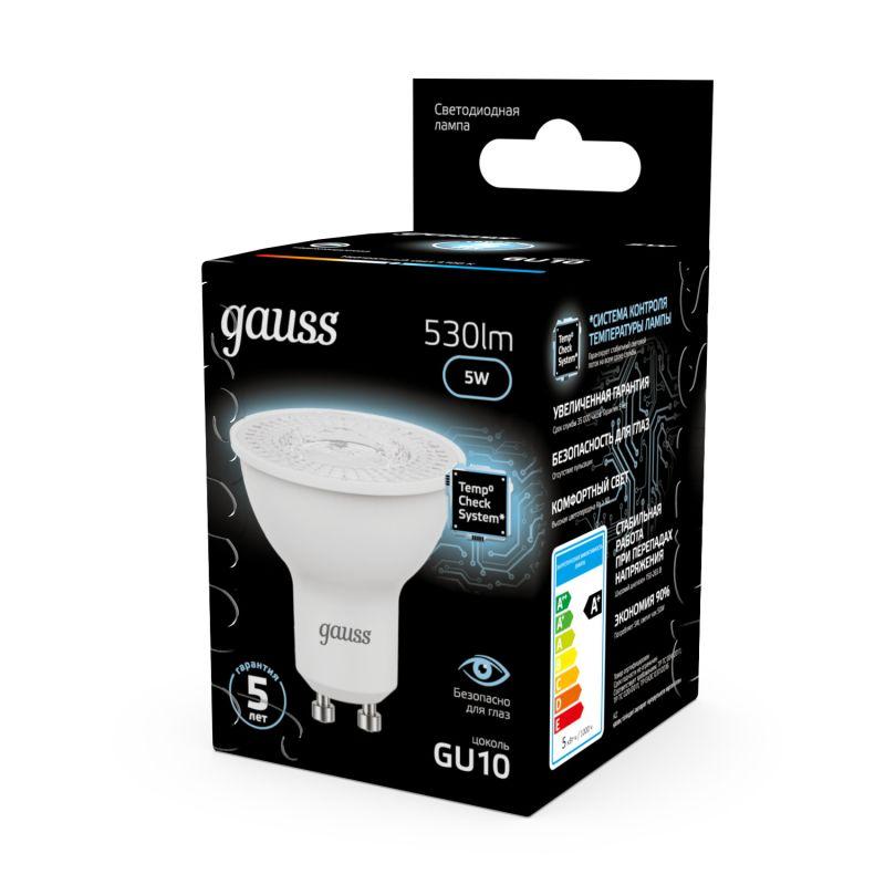 Лампа светодиодная Black 5Вт MR16 софит 4100К нейтр. бел. GU10 530лм GAUSS 101506205