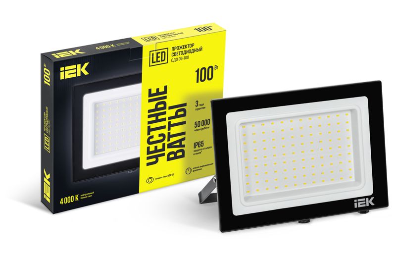 Прожектор светодиодный СДО 06-100 IP65 4000К черн. IEK LPDO601-100-40-K02