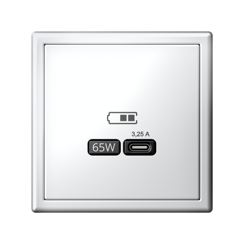Розетка USB ArtGallery тип C 65Вт QC PD высокоскор. ЗУ механизм бел. SE GAL000127
