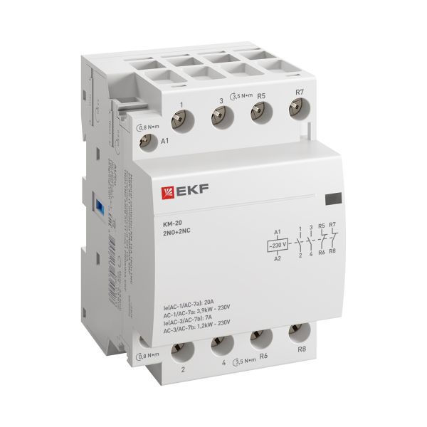 Контактор модульный КМ 20А 2NО+2NC (3 мод.) PROxima EKF km-3-20-22