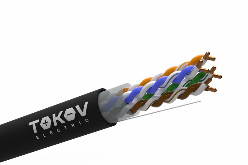 Кабель витая пара U/UTP 4х2х24AWG(0.51мм) кат.5E PE Fluke tested (м) PRO TOKOV ELECTRIC TKP-C05-U42-5E-305-OD