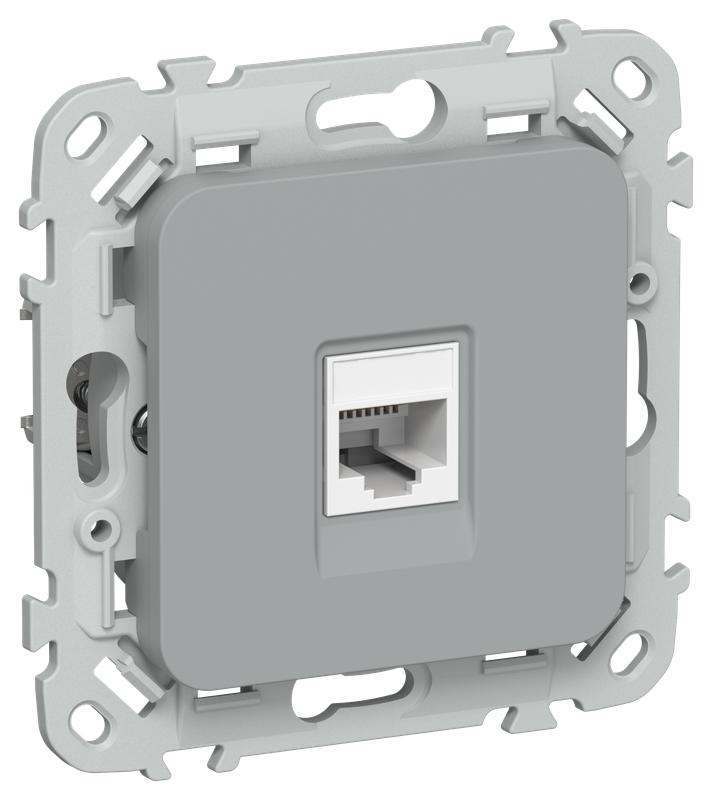 Розетка компьютерная СП FLITE РК6-1-0-ФлС RJ45 кат.6 UTP механизм сер. IEK FI-K12-2-K03