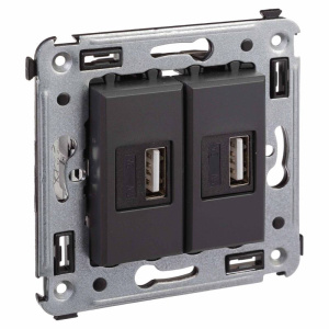 Устройство зарядное USB СП Avanti "Черный матовый" DKC 4412543 Устройство зарядное USB СП Avanti "Черный матовый" DKC 4412543