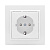 Розетка 1-м СП Минск 16А IP20 с заземл. защ. шторки бел. Basic EKF ERR16-028-100