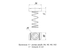 Гайка STRUT (канальная) М6 с длинной пружиной EKF stgdpM6