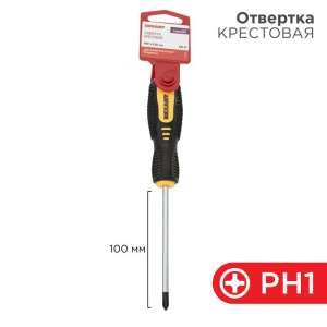 Отвертка крестовая PH 1х100мм двухкомпонентн. рукоятка Rexant 12-4727 Отвертка крестовая PH 1х100мм двухкомпонентн. рукоятка Rexant 12-4727