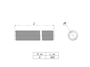 Шпилька М8 L1000 EKF shpm8x1000 Шпилька М8 L1000 EKF shpm8x1000