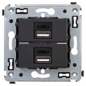 Устройство зарядное USB СП Avanti "Черный матовый" DKC 4412543 Устройство зарядное USB СП Avanti "Черный матовый" DKC 4412543