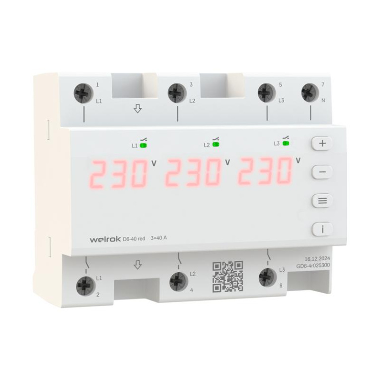 Реле напряжения D6-40 red Welrok 4660251140397